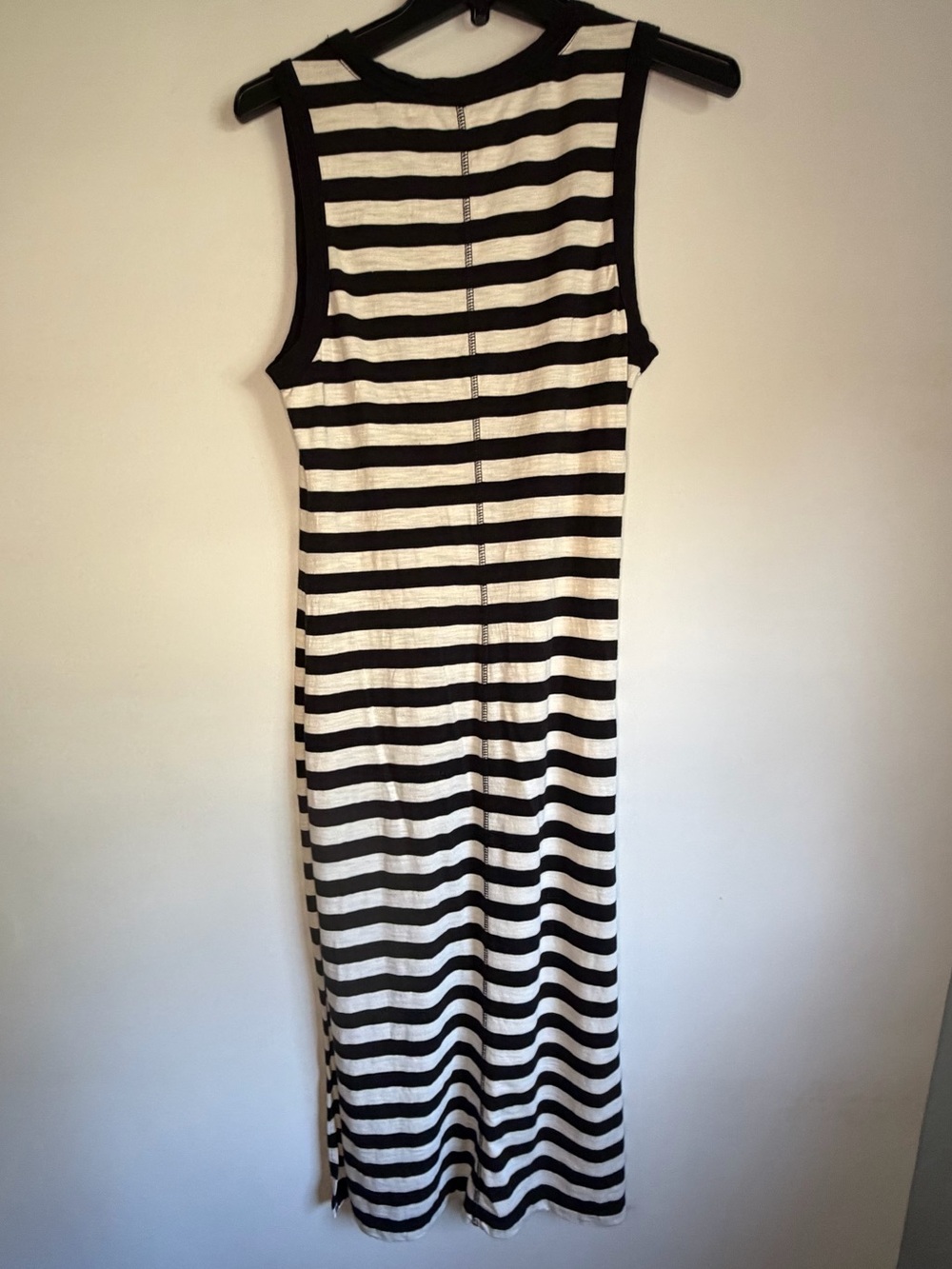 Sleeveless Black and White Striped Maxi Dress
